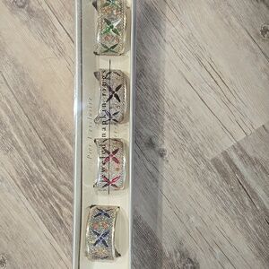 Pier 1 Vintage Silver Plated Jeweled Napkin Rings